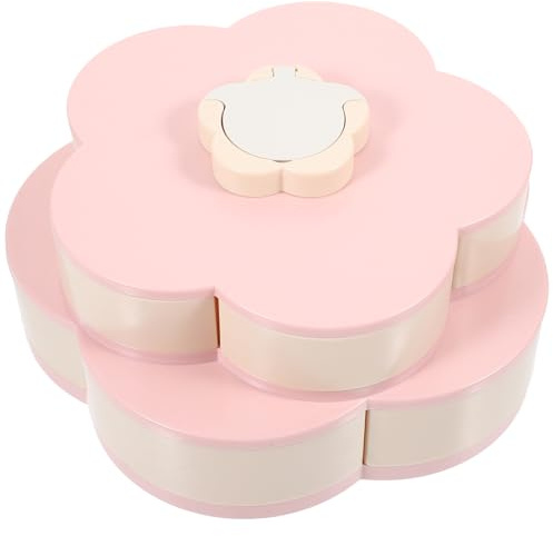 Amosfun Drehbares Lebensmittelaufbewahrungstablett Aus Lebensmittelechtem Pp Doppelschichtiger Snackhalter Mit Blumenform Und Telefonhalter Praktische Süßigkeitenbox Für Zuhause Büro Und Party