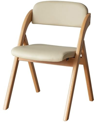 Besucherstuhl Klappbar Klappstuhl Küche Gepolstert Einfaches Mikrofaserleder Für Zu Hause Klappstühle, Balkon Tragbar Ruhestuhl, Empfangsstuhl, Tragfähigkeit 200 Kg(Beige)