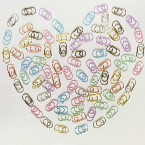 80 Stück Bunte Büroklammern in Herzform | 8 Farben (Gold, Silber, Roségold, etc.) | Für Basteln, Scrapbooking, Geschenke | Motivklammern