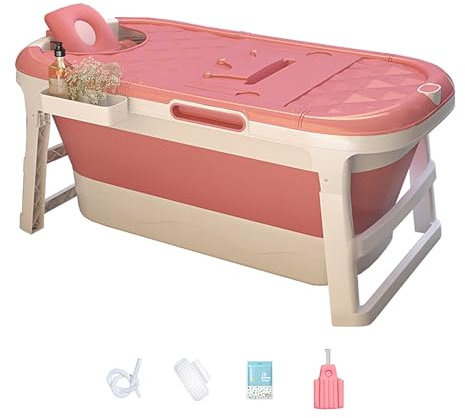 Faltbare Badewanne Erwachsene, Freistehende Badewanne für Dusche mit Abdeckung, Duschabtrennung Badewanne, Heiße Badewanne für Badezimmer Dusche Balkon(Pinkss,145 * 54 * 62cm)
