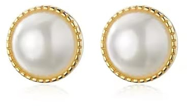 Huacan Ohrstecker Damen S925 mit Perle Klassisch Design Ohr Stecker Gold Farbe Luxuriöser Ohrringe für Frauen Mädchen Modeschmuck Perfekt in Alltag Verlobung und Party