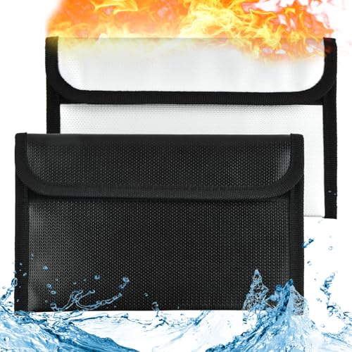 2 Stück Feuerfeste Dokumententasche, wasserdichte Dokumententasche, 20 X13cm Feuerfeste Tasche, Feuerfeste Geldtasche, Geeignet Zur Aufbewahrung Von Bargeld, Dokumenten, Pässen und Wertsachen