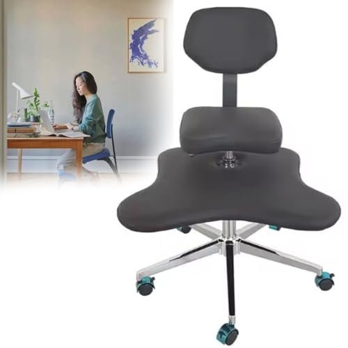 Meditationsstuhl für den Schreibtisch zu Hause, Kniestuhl für den Schreibtisch zu Hause mit Universalrädern, höhenverstellbarer Meditationsstuhl fürs Büro,Weiß