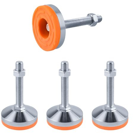 SPDYCESS 4 St Möbel Justerbara Fötter, M16×100mm×Ø80mm Tråd Heavy Duty Kolstål Utjämningsfotter Justerare Utjämnare Buffring Golvskydd Minska Oljud för Maskin Tabell Möbel