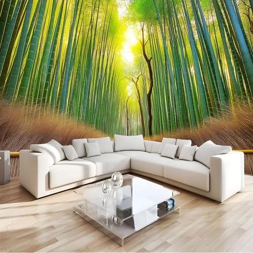 JEDTAKCT Papier Peint Panoramique 3D Forêt De Bambous Rétro 260X175Cm Paysage Vert Nature Tapisserie Papier Peint Pour Chambre Salon Chambre Décoration Murale Papier Peint Mural
