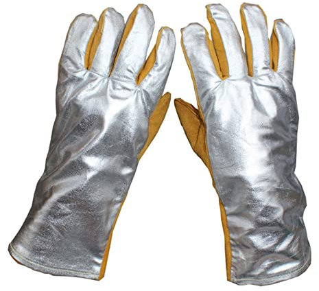 Guantes de cuero de soldadura Guantes de protección 500-1000 grados Guantes de fuego de alta temperatura Guantes de trabajo de trabajo, Accesorios de soldadura