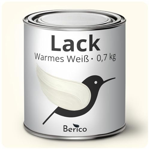 Berico Acryllack - Reinweiss RAL 9010 / Warmes Weiss - 0,7 Kg - 4in1 Lack Möbellack - Für Innen und Außen - Holz, Möbel, Metall & Fliesen