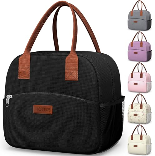 HOTOR Insulated Lunch Bags for Women Men Cooler Lunch Box, Black | Wear-Resistant, Leak-Proof, Large Capacity, Multi-Functional Bag for Work, Office, Picnic, Adult, 30.0 x 15.0 x 26.5 cm