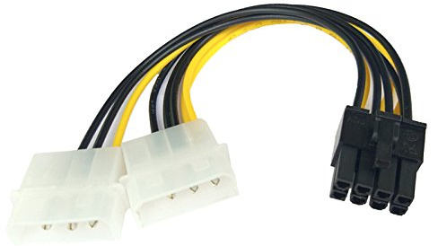 Bolwins R38 8pin PCIe sur 2x 4 Pin Molex Adaptateur d'Alimentation PCIe Convertisseur câble pour carte graphique, permet de connecter une alimentation PCIe à 4 broches Molex.