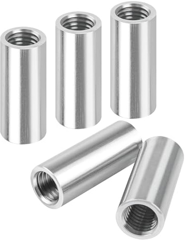 Jeboler M12 x 40 mm Round Threaded Sleeves, Pack of 5 Round Sockets, 304 Stainless Steel Round Connecting Nuts, Long Nut, V2A Internal Thread Spacer Sleeves, Coupling Nut, Rod Nut, Length Nuts