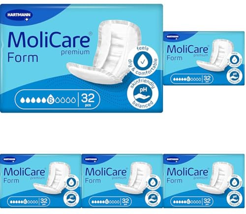 Molicare Premium Form 6 Tropfen, für mittlere Inkontinenz: maximale Sicherheit, extra Auslaufschutz und Diskretion für Frauen und Männer, zu verwenden mit MoliCare Premium Fixpants, 32 Stück