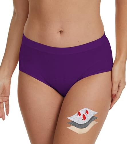 Prontiaduscire Mutandine Mestruali Slip per Ciclo Mutande Mestruale Cotone Donna Assorbenti Lavabili - 031N1 Viola S