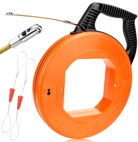 Lytool Elektrisk kabeldragning 30 m – robust kabelgenomföring Ø5 mm med fast rullhuvud och flexibel fjäder – professionellt verktyg för elkanaler och installationer