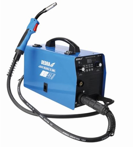 DEDRA Inverter-Schweißmaschine 200A IGBT MIG/MAG, mit WIG, MMA Funktion, TIG-Methode, HOT START Funktion, ANTI STICK System, ARC FORCE System, LCD-Display