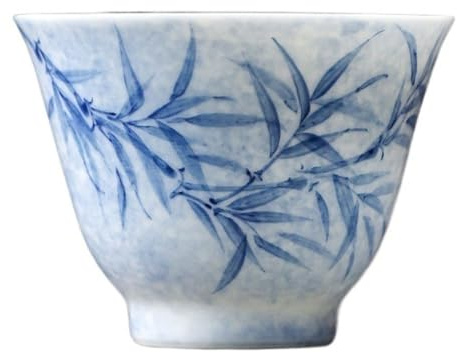 Tazas de té Pequeñas Taza individual de té, taza de té pintada a mano, taza de cerámica for anfitrión, juego de té de cerámica de porcelana blanca, juego de té Simple Retro Taza de té de Kungfu