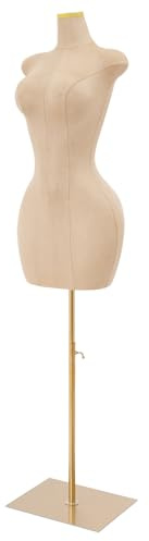 Mannequin de vitrine féminin - Modèle femme - Hauteur réglable - Mannequin de couture - Support en métal pour robes de soirée (doré, 150-210 cm)