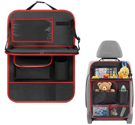 Graplan Auto Organizer Kinder, Autositz Organizer Wasserdichter Rückenlehnenschutz Auto Kinder Rücksitz Organizer mit Klapptisch, Tablet Tasche und Viele Taschen