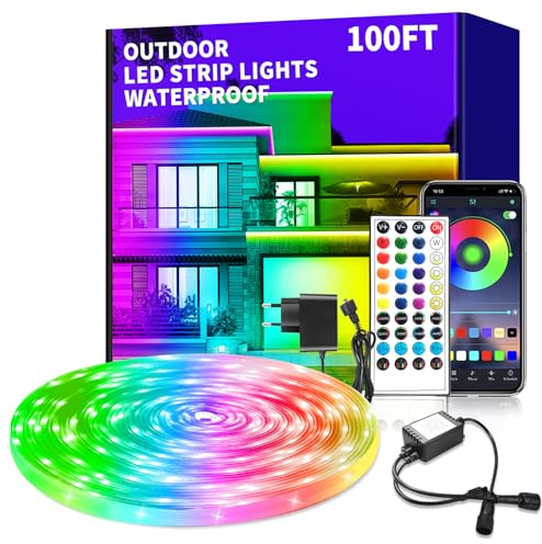 vimeepro Outdoor Wasserdicht LED Strip Light 30M mit Remote/APP Control Musiksynchronisation RGB Outdoor Led Rope Lights Farbwechsel LED band strip für Schlafzimmer Balkon Dach Garten Pool Treppen