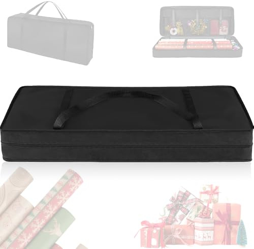 SKIKHN Geschenkpapier Aufbewahrung, 82 x 13 x 34cm Geschenkpapier Organizer, 600D Oxford Aufbewahrungstasche für Geschenkpapier, Schwerlast Wasserdichtes Reißfest, für Christmas Geburtstag