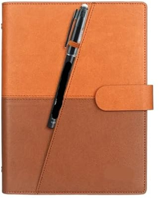 DYYEUAVT Intelligentes, löschbares Notizbuch, Lederpapier, wiederverwendbar, drahtgebunden, Cloud-Speicher, Flash-Speicher, gefüttert mit Stift(Yellow-brown)