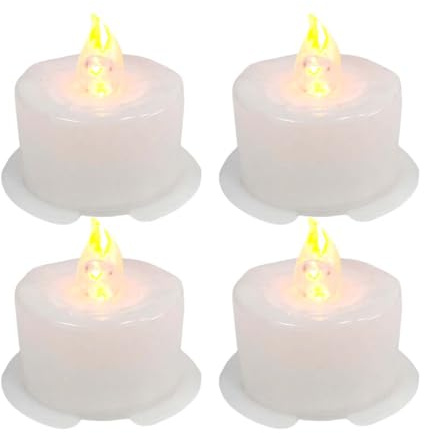 Set di 4 Candele LED a Lume di Candela Senza Fiamma, senza fiamma, luci a LED realistiche e luminose, luce bianca calda,luci tealight durevoli per matrimoni, vacanze, feste, decorazioni per la casa