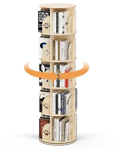 CUPCHID Libreria girevole a 360°, Scaffale Per Libreria Da Terra A 5 Livelli,scaffale portaoggetti per bambini e adulti