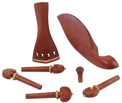FUTUREORYY 7stücke Holz Geigenkinnhalter Set mit Wirbeln und Saitenhaltern aus Jujubeholz für Geigenteile und Endstifte für Mittelgroße und Große Geigen