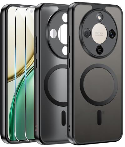 Effcotuo Funda Magnética para Honor Magic 8 Lite 5G Case con MagSafe con 2 Piezas Protector de Pantalla Cristal Templado, Acrílico Carcasa Respaldo Translúcida Mate Antigolpes Cover