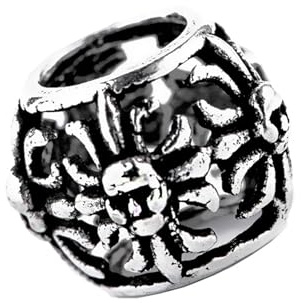 NKlaus Biker hår skäggig pärla riddarkors med skalle 925 sterlingsilver 7662