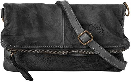 Cluty Abendtasche Echt Leder Damen Made in Italy, Clutch mit Schulterriemen, Handtasche mit Magnetverschluss, kleine Umhängetasche aus Leder