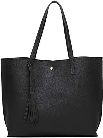 LIRENSHIGE Handbags for Women, Ladies Tote Bag Soft PU Leather Large Capacity Womens Top Handle Shoulder Bag (Black)