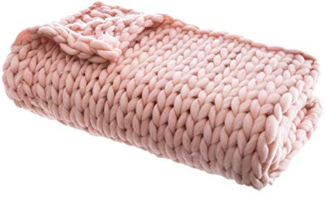 Home Deco factory TX8071 pläd tjock chunky mesh, rosa, akryl, 150 x 120 x 1 cm