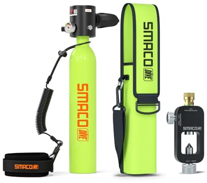 SMACO S300 Mini Tauchflasche 0,5L Sauerstoffflasche Tauchen Klein Taucherflasche für Unterwasseratmung Tragbare Tauchen Sauerstofftank Lung Air Tank für Notfallrettung Bootsreinigung