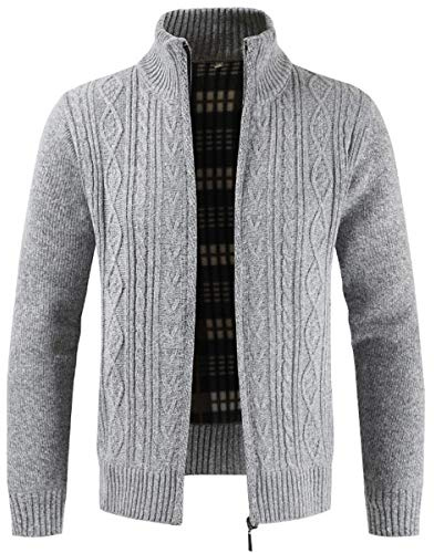 Sliktaa Gilet Cardigan Hommes Slim Fit Casual Veste Grosse Maille Col Droit 5 Couleurs Unie Confortable