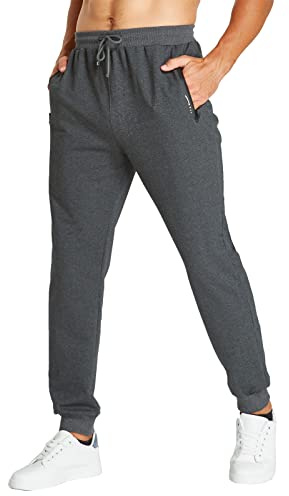 JustSun Pantalon Chandal Pantalones Hombre Algodon Deporte Pantalón Jogger Hombre Casual Largo Pantalon Running Hombre Gris Oscuro M