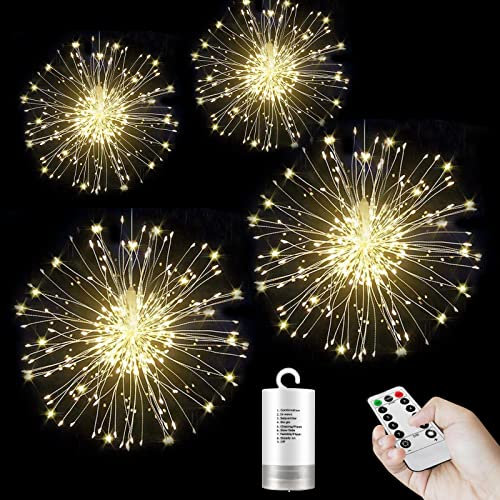 FBSPORT Firework Lights for Christmas Indoor Outdoor Battery Operated Fairy Led Starburst Light Garden Party Wedding Decorations Waterproof with 8 Modes Remote Control