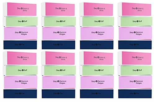 WELLGRO Nagelfilblock – med 4 olika ytor vardera, 1. fil, 2. ta bort kanter, 3. mattering, 4. polering – antal valbara, antal: 32 stycken
