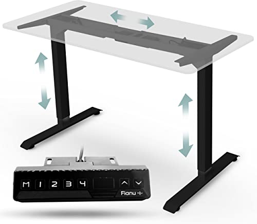 Fianu®️ Höhenverstellbarer Schreibtisch elektrisch Gestell TÜV GS geprüft für Stehschreibtisch 2 Motoren mit Anti-Kollisionsschutz 4 Speicherplätze bis 100kg Tragkraft (Black)