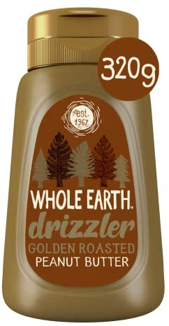 Whole Earth Drizzler Peanut Butter (6 x 320g) | Super Smooth Squeezy Peanut Butter | Nut Spread Made with 100% Peanuts | No Added Sugar, Gluten Free, Vegetarian & Vegan friendly