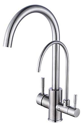 Samnuerly 3-Wege-Wasserfilterhahn Küchenarmaturen 3 in 1 304 Edelstahl heißer und kalter Draht gebürstet drehbarer Küchenmischer Wasserfilter Wasserhahn