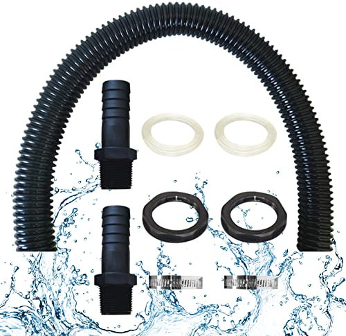 Regentonnen Verbindungsset aus Kunststoff,mit 1 Regentonnen Verbindungsschlauch und 2 Regentonnenverbindung,Durchmesser 2,5cm,Länge 100/50cm Verbindungsschlauch für Regenwasser Tonnen Zubehör