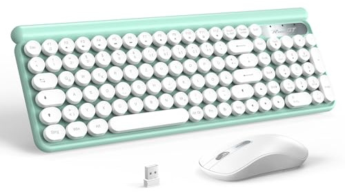 RaceGT Funk Tastatur Maus Set 2.4G Retro Rund QWERTZ Numblock Leise Kompakt