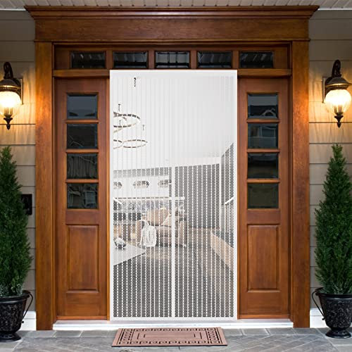 Magnet Vorhang Fliegenvorhang 120 x 210 cm Fliegengitter Für Fenster Kein Stanzen Erforderlich Easy Install Magnetvorhang Für Balkontür Terrassentür, Weiß