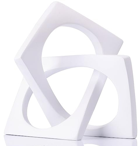 XMGZQ Moderne geometrische Würfel-Skulptur, weißer Knoten, Statue, Dekoration, Bücherregal, Tisch-Skulptur und Figuren, weißer Deko-Akzent, würfelförmige dekorative Ornamente