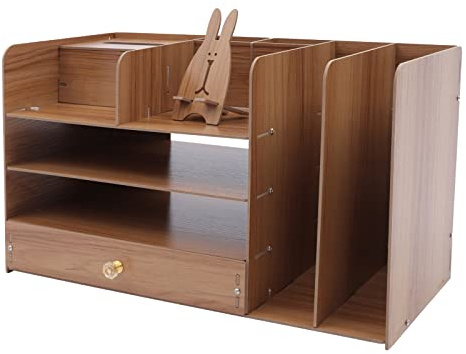 Schreibtisch Organizer | Briefablage | Dokumentenhalter | Holz Schreibtisch Organizer mit Schubladen | Multifunktionaler A4 Organizer | Schubladenbox | Kirsche | büro Organizer | ablagefächer