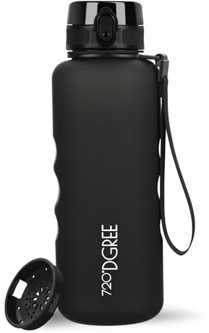 720°DGREE Trinkflasche 1,5 Liter “uberBottle“ abnehmbare Schlaufe +Motivationsskala, Sieb - Auslaufsicher, Leicht, BPA-Frei - Tritan Sportflasche - Wasserflasche für Uni, Job, Sport, Fitness, Gym