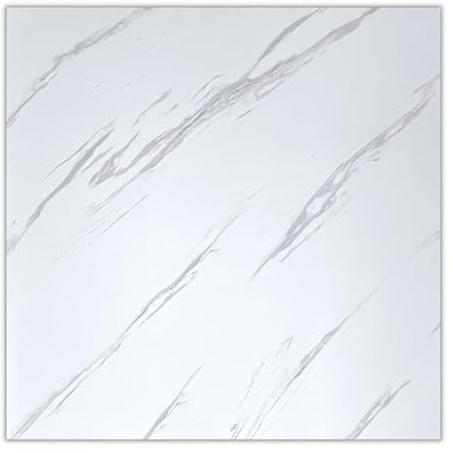 1.8m² 5 Stück SPC/Carbonat Platten Wandpaneele Deckenpaneele Wandverkleidung Fliesen Keramik Imitat Bad Küche glänzend 60x60cm (Weiß) PUV5