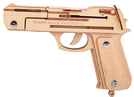 Woode3D Elastico in Legno Pistola Puzzle Giocattolo Fai da Te Fatto a Mano Modello Kid Child Woodcraft Un Puzzle in Gomma 37 × 24 × 3 in Gomma di Legno Puzzle Giocattolo Fai da