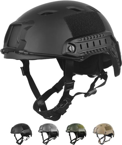 LOOGU Taktischer Helm Fast BJ Airsoft Helm Ops Core Schutzhelm mit Pads und seitlichen Schienen Sturzhelm für Freizeit Outdoor Paintball Kampfhelm Gefechtshelm Top