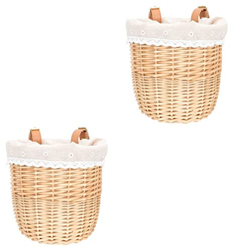 Amosfun 2stücke Retro Rattan Fahrradkorb Für Lenker Abnehmbarer Dekorationskorb Für Fahrräder Für Täglichen Gebrauch Und Outdoor-aktivitäten Strapazierfähig Und Kratzfest